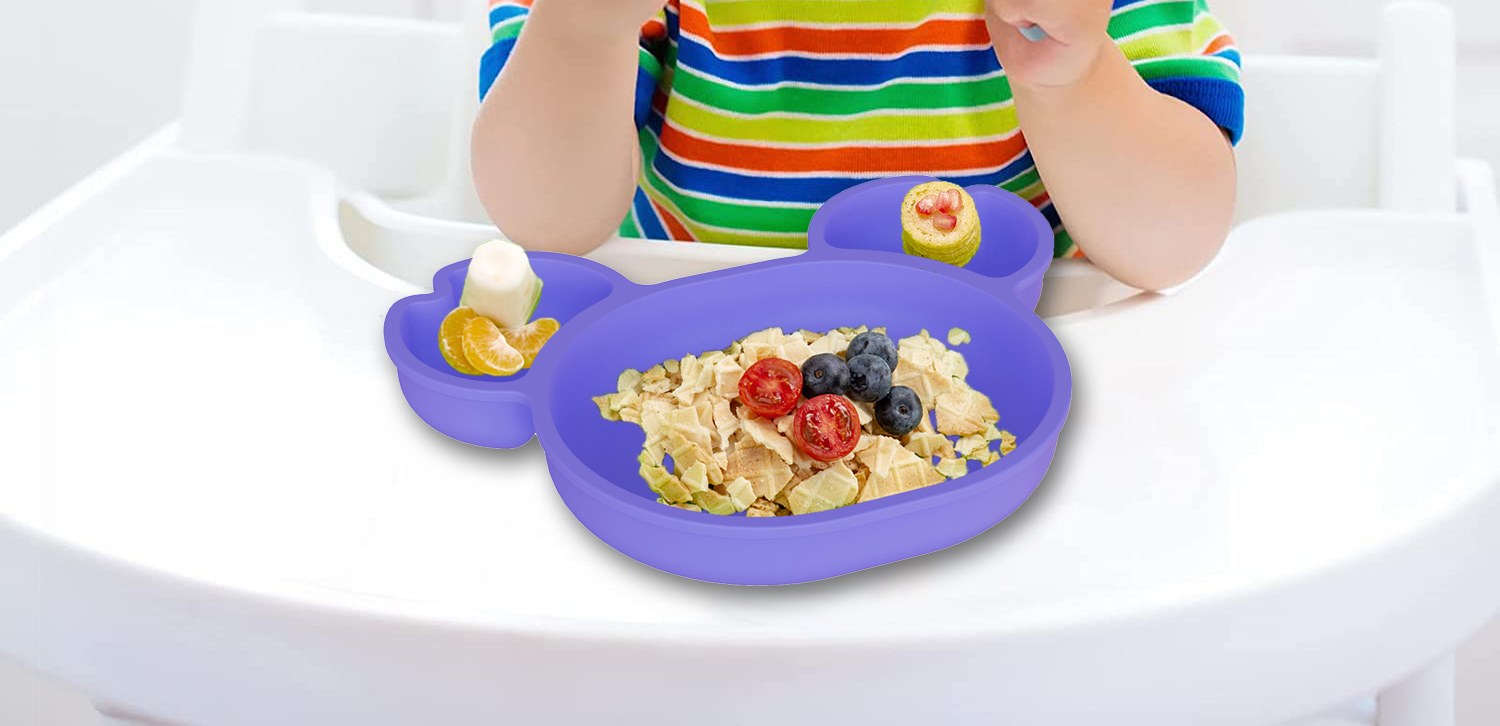 کیکڑے سلیکون بچوں کے کھانے کی پلیٹیں (4)