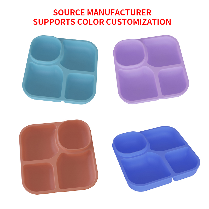 Square Silicone Kid Eating Plates (2)