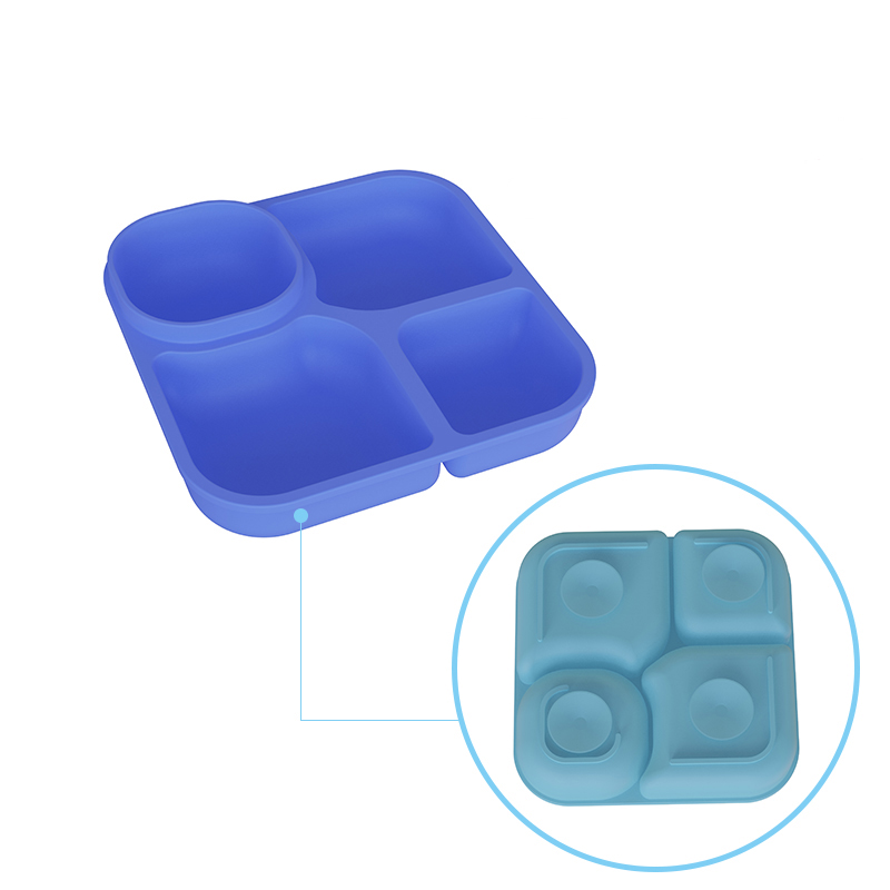 Square Silicone Kid Eating Plates (3)